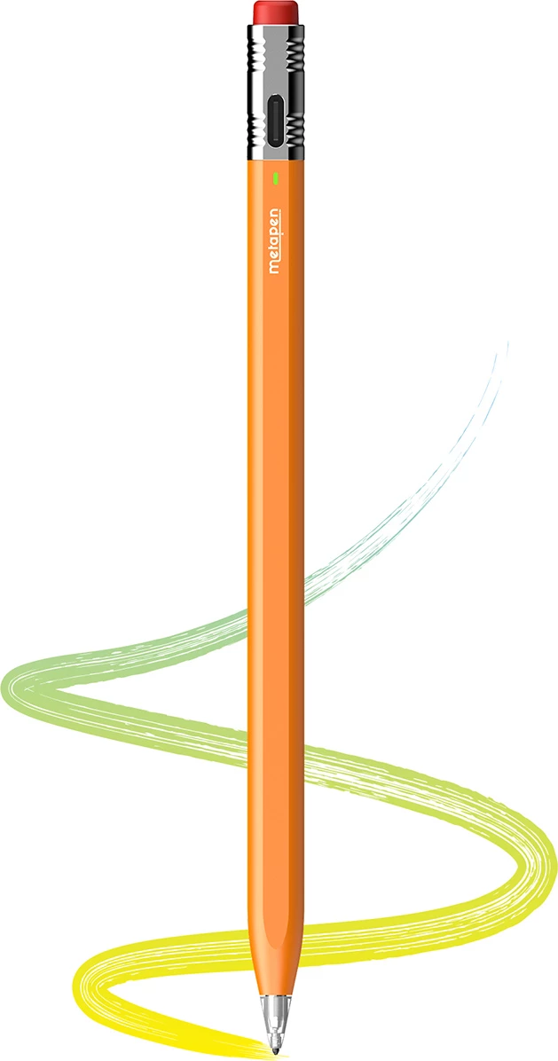 Stylus për iPad, Metapen, Pencil Air8 Pro X, 26 orë, USB-C, Palm Rejection, pa Bluetooth, 3 maja, portokalli