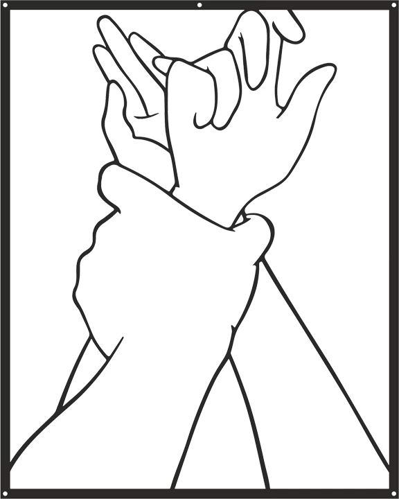 Dekor muri Handia, metal i zi, 40x1.5x50cm