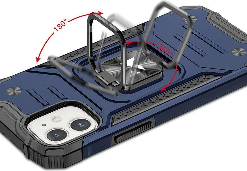 Mbështjellës Wozinsky Ring Armor për iPhone 14 Plus, me unazë dhe mbajtës magnetik, Kaltër