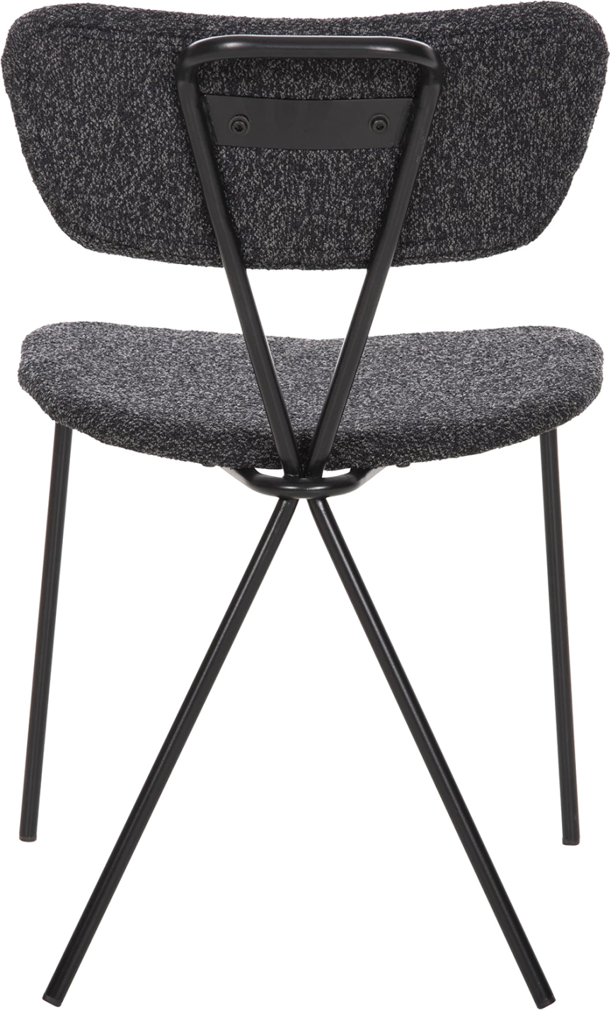 Karrige ngrënieje DORY, kornizë metalike e zezë, pëlhurë gri e errët, 48,5x61x76H cm., set prej 4 copash