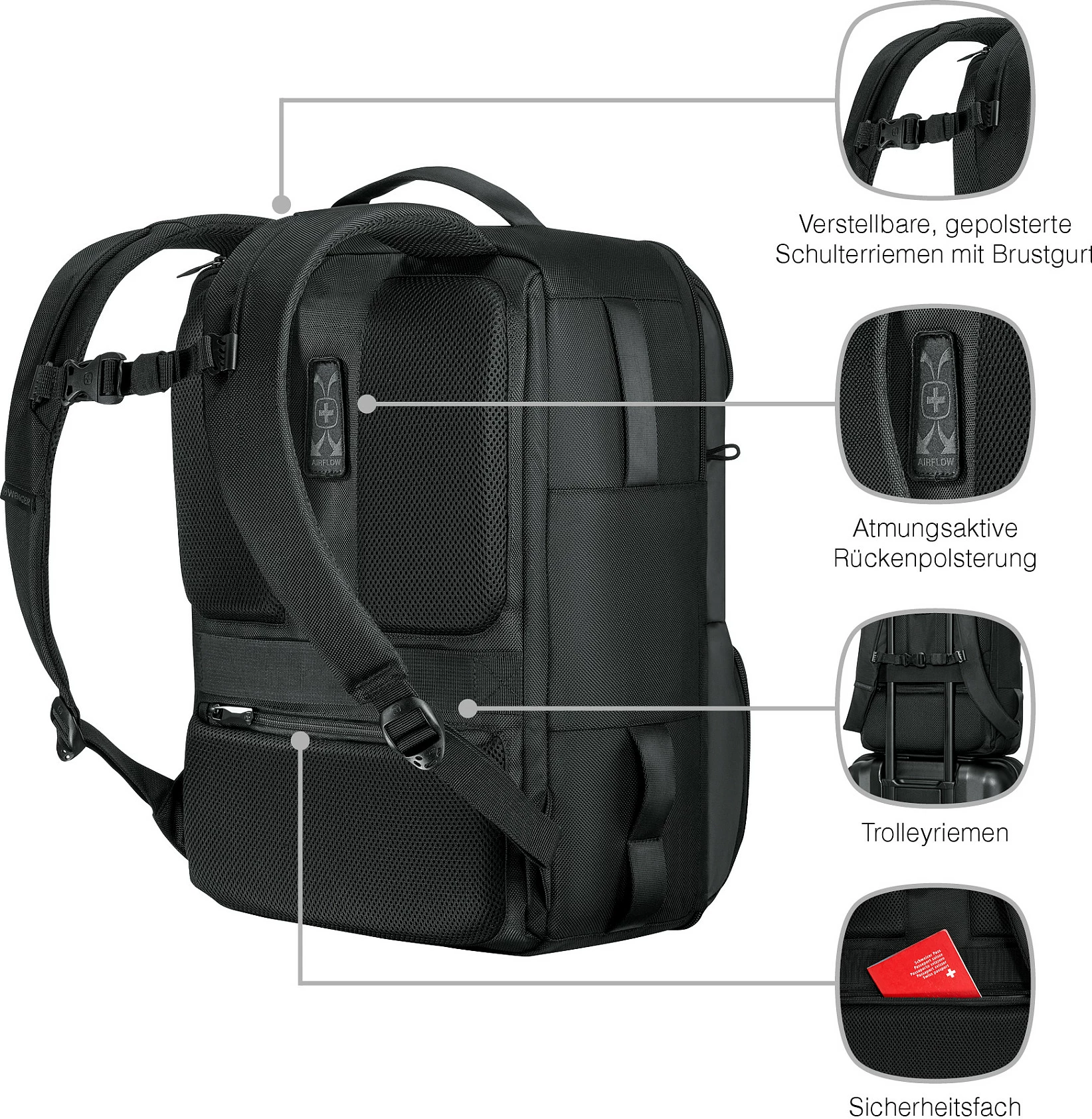 Çantë shpine për laptop Wenger UrbanOne Travel, 15.6", 33L, e zezë