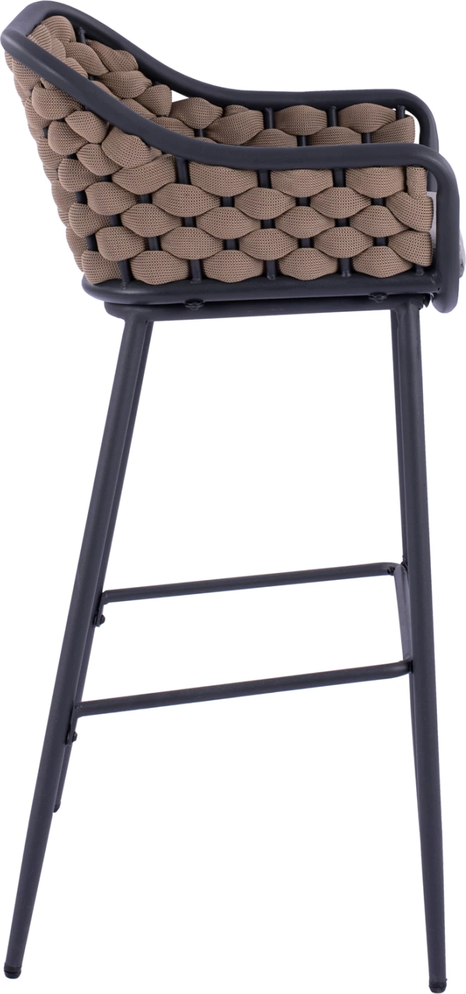 Karrige për bar me kornizë metalike dhe litar thurje bezhë FH5715 54x54x103cm