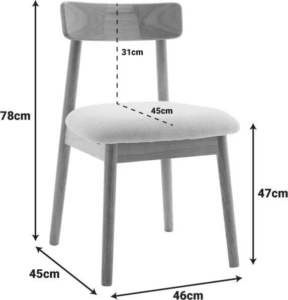 Karrige Houlian, material druri natyral, këmbë metalike të zeza, 46x66x89cm