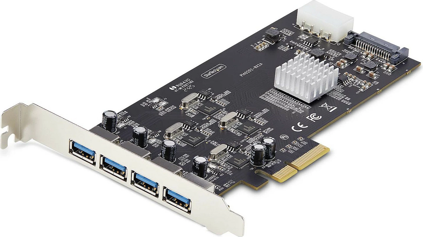 Kartë zgjerimi USB PCIe StarTech 4-Port, USB 3.2 Gen 1 5Gbps, 4x USB-A, PCIe 2.0 x4, e zezë