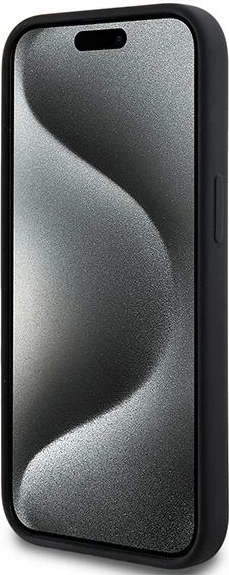 Mbështjellës DKNY Liquid Silicone me logo të bardhë, MagSafe, për iPhone 15 / 14 / 13, i zi