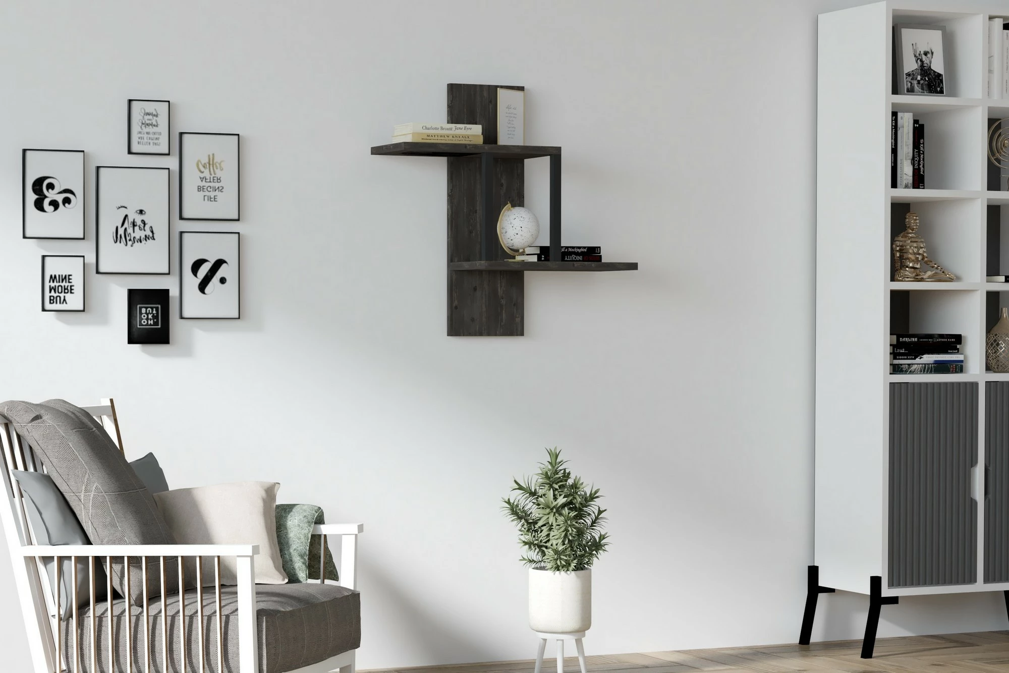Raft muri, ngjyrë antracit, Hanah Home Herra