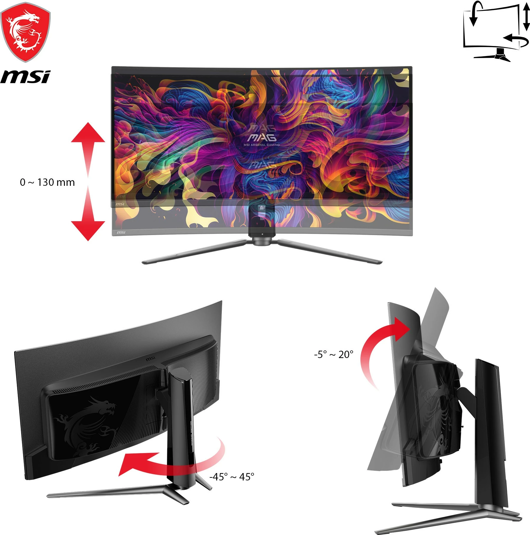 Monitor gaming MSI MAG 341CQPDE, 34.18 inç, UWQHD, OLED, 175Hz