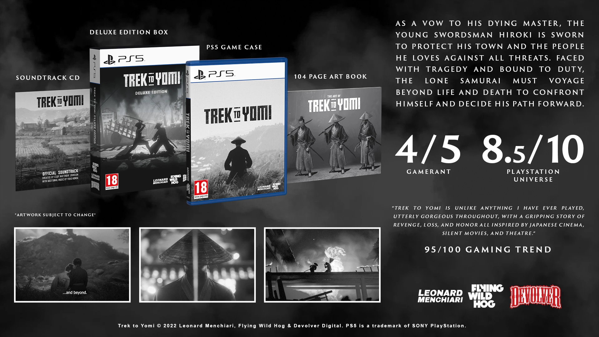 Video lojë Devolver Digital Trek to Yomi Deluxe Edition, PS4, me libër 104 faqe & CD soundtrack, set koleksionisti