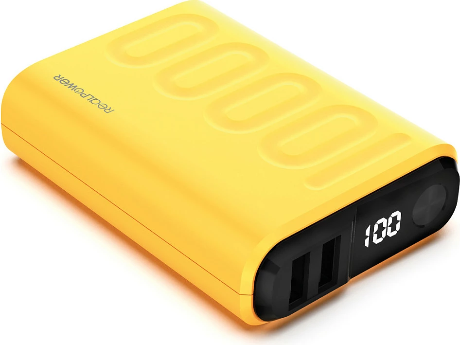 Powerbank Realpower Ultron PB-10000, 10000 mAh, USB-C PD, e verdhë