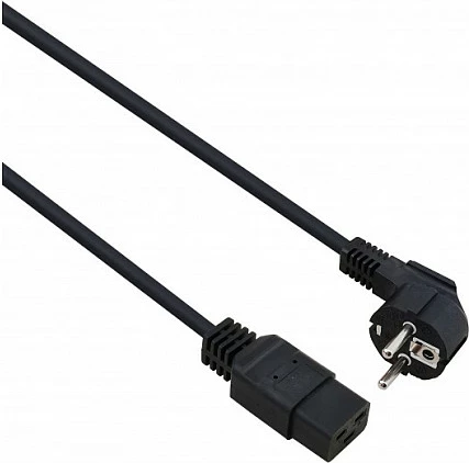 Kabllo rryme Helos Schuko 90° në IEC C19, 1.8 m, 10 A, e zezë