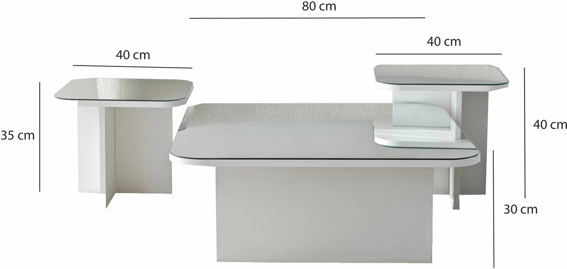 Set tavolinash kafeje Hanah Home, Jazz, e bardhë