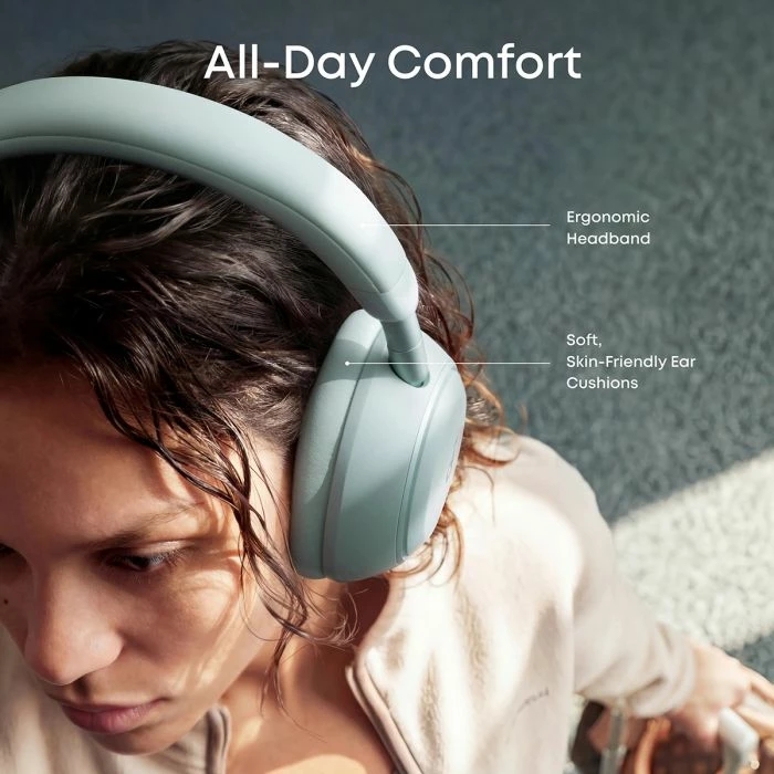 Kufje Bluetooth over-ear Anker Soundcore Space 2 D1402G61, ANC 4-nivel, Hi-Res/LDAC, deri 70 orë, të gjelbra, me këllëf udhëtimi