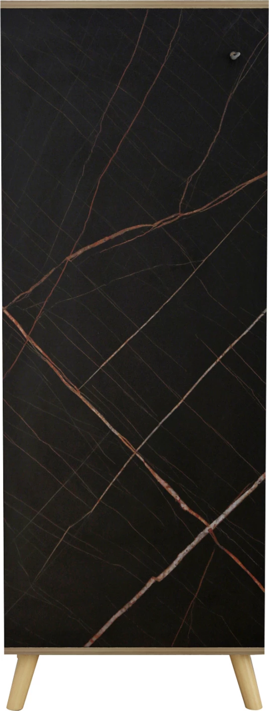 Kabinet këpucësh ALVARO, melaminë, ngjyrë sonama-mermer i zi, 50x38x135Hcm