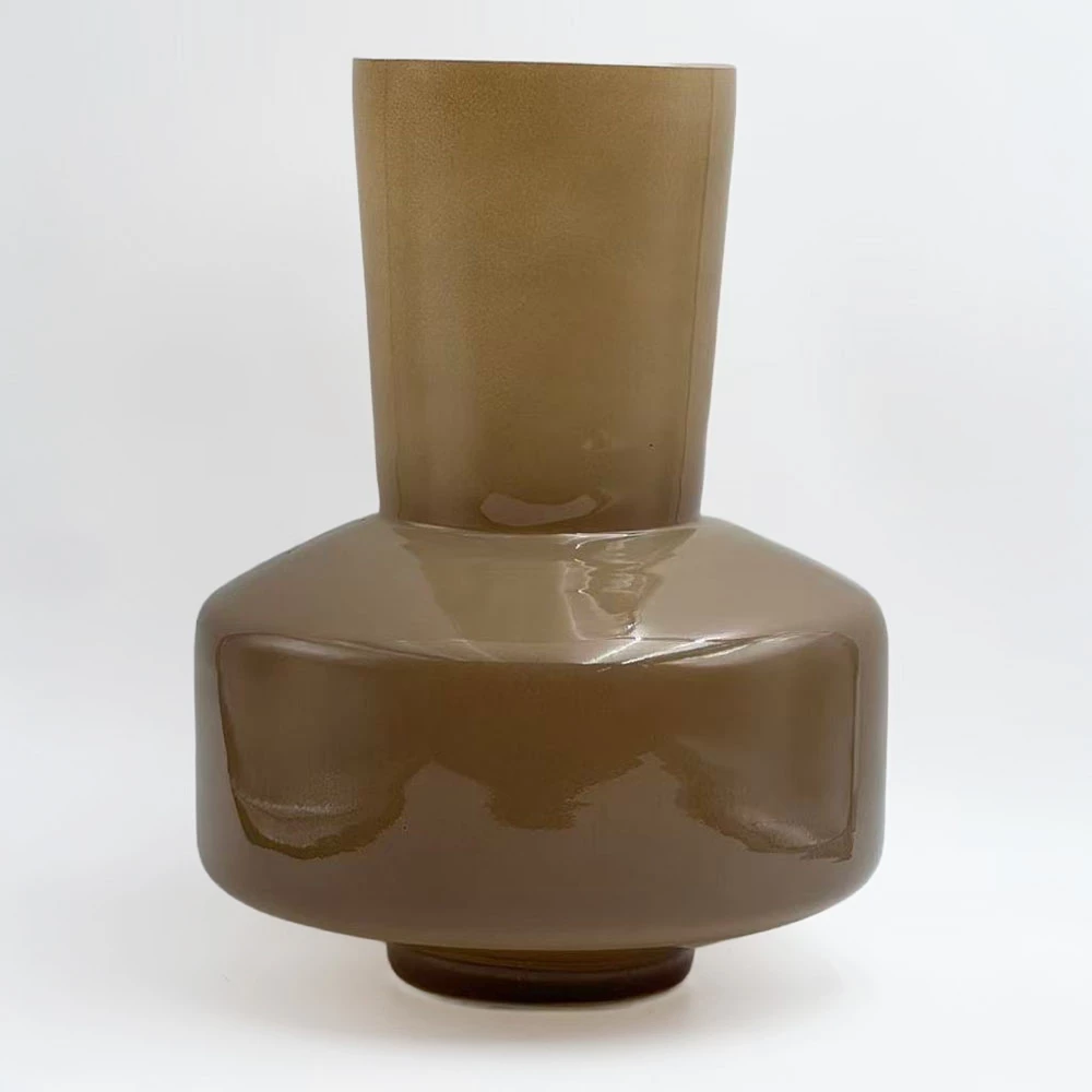 Vazo OPAC, qelq, ngjyrë kafe e çelët, 20x20x25cm