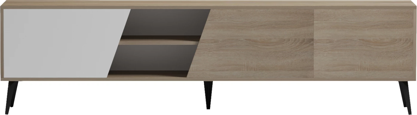 Komodë TV CATERRA, melaminë sonama/e bardhë, 180x35.5x48cm