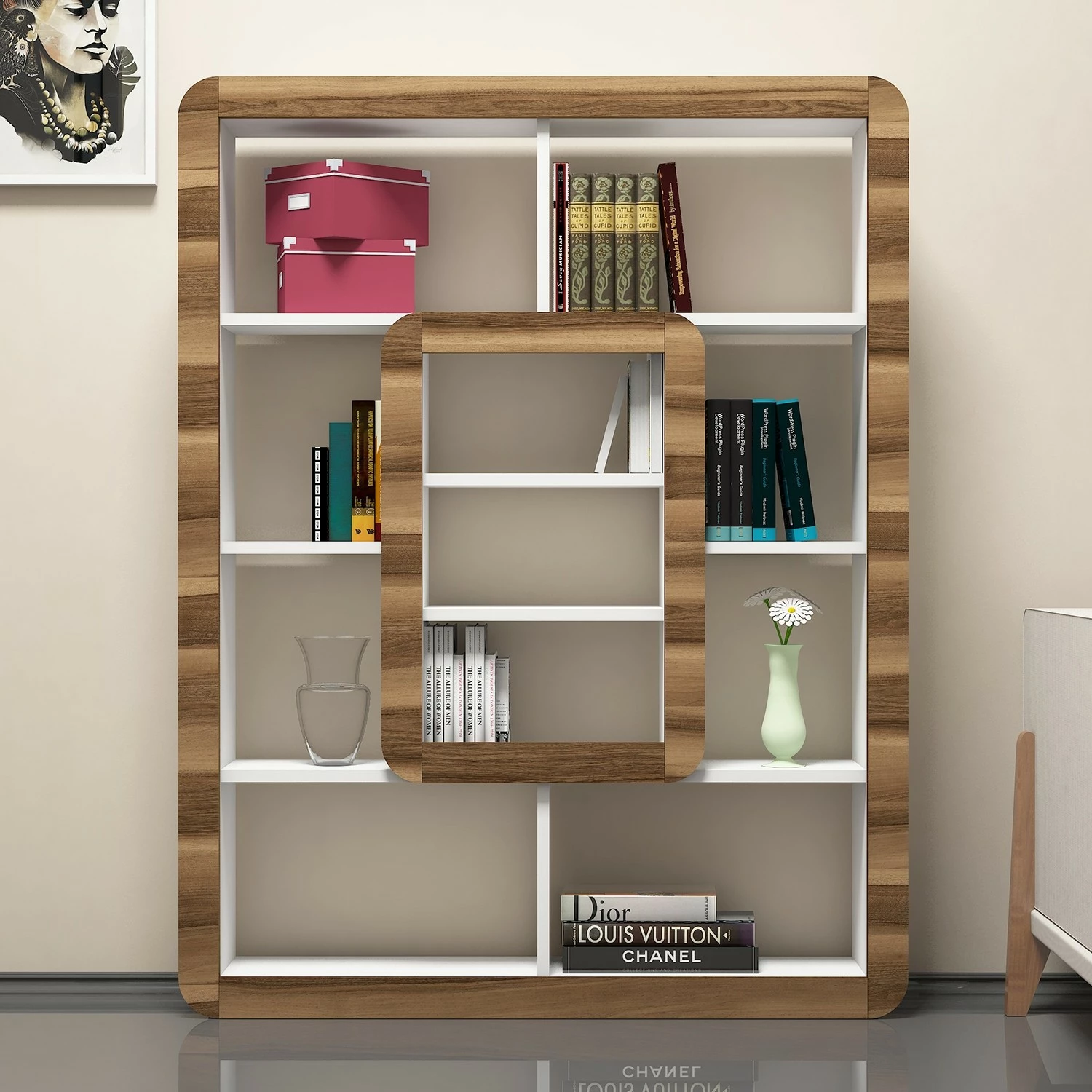 Raft librash Hanah Home, Orkide, i bardhë dhe arre