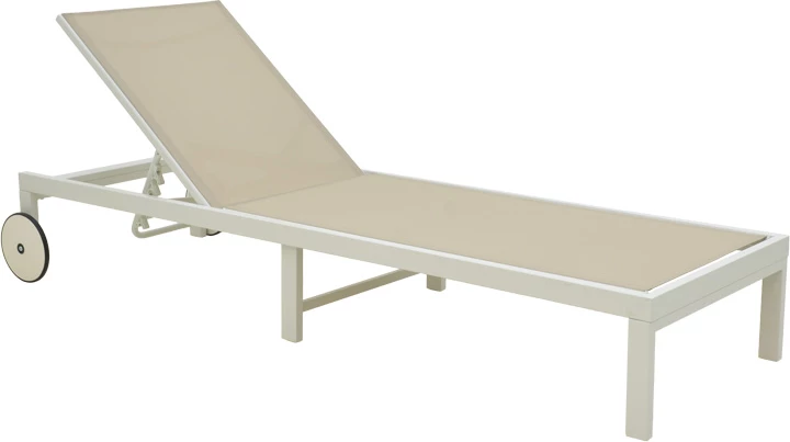 Shezlong Mailo, alumin i bardhë, tekstilene bezhë, 71x206x30cm