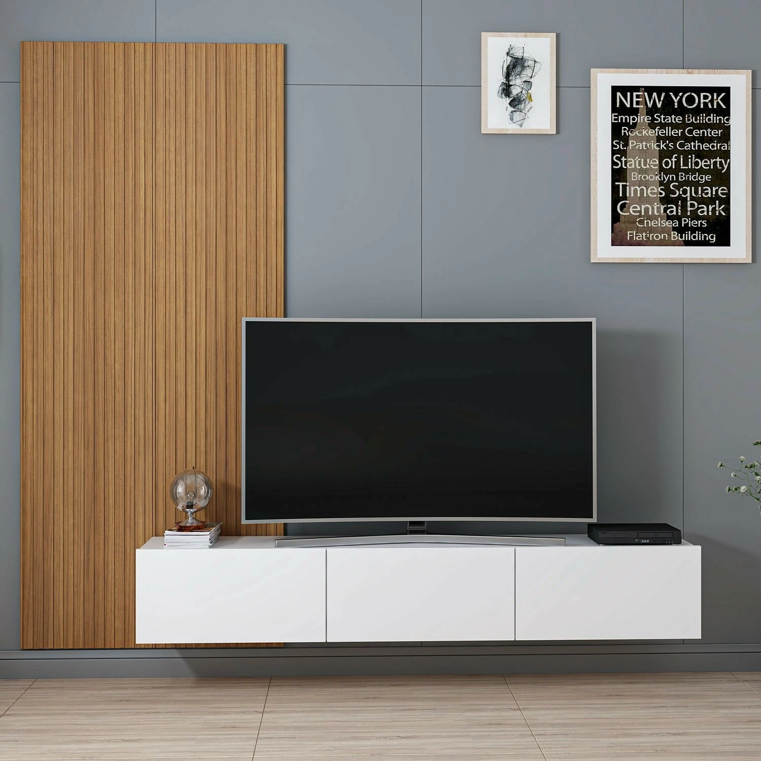 Komodë TV Skye Decor, Rigel, e bardhë dhe lis, 180x30x32 cm