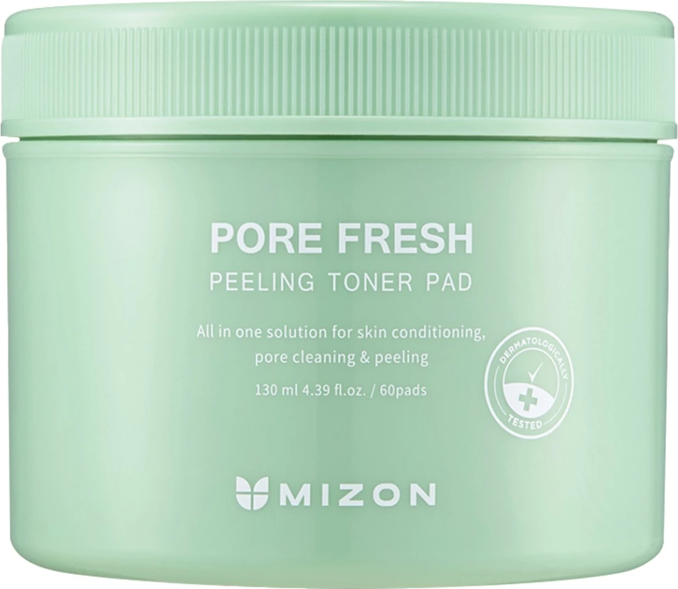 Disqe eksfoliuese dhe tonifikuese për fytyrë Mizon Pore Fresh Peeling Toner Pad për femra, 60 copë