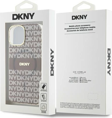 Mbështjellës DKNY IML Mono & Stripe MagSafe për iPhone 15/14/13, Bezhe