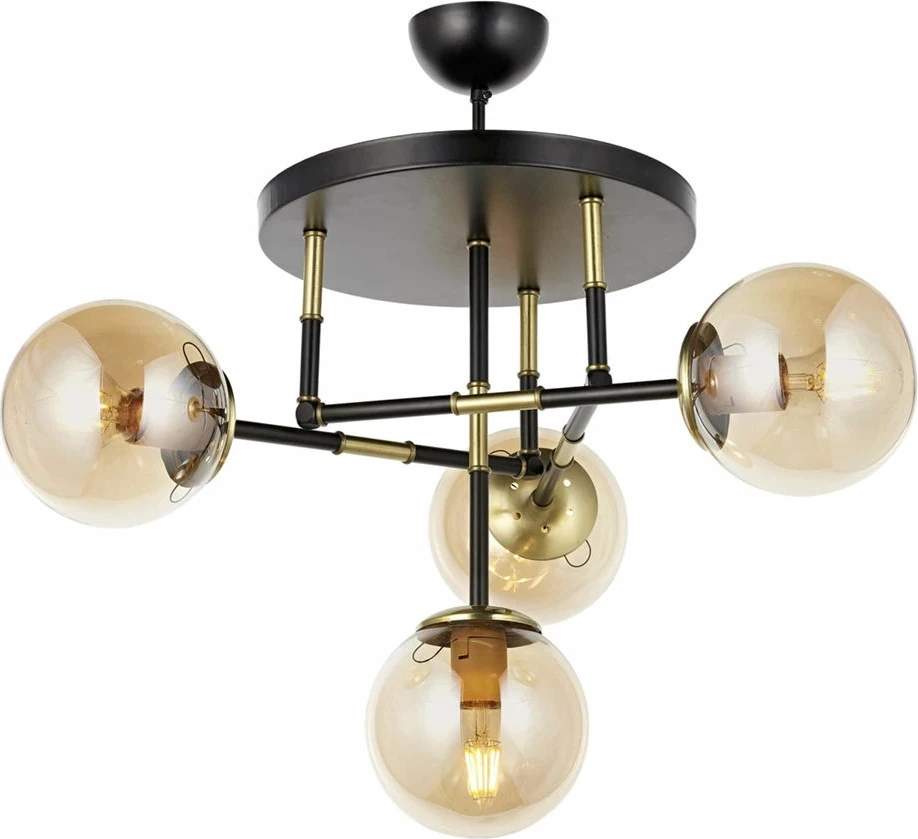 Llambë tavani moderne Opviq, AV-4331-4T-BSY, e zezë dhe ari