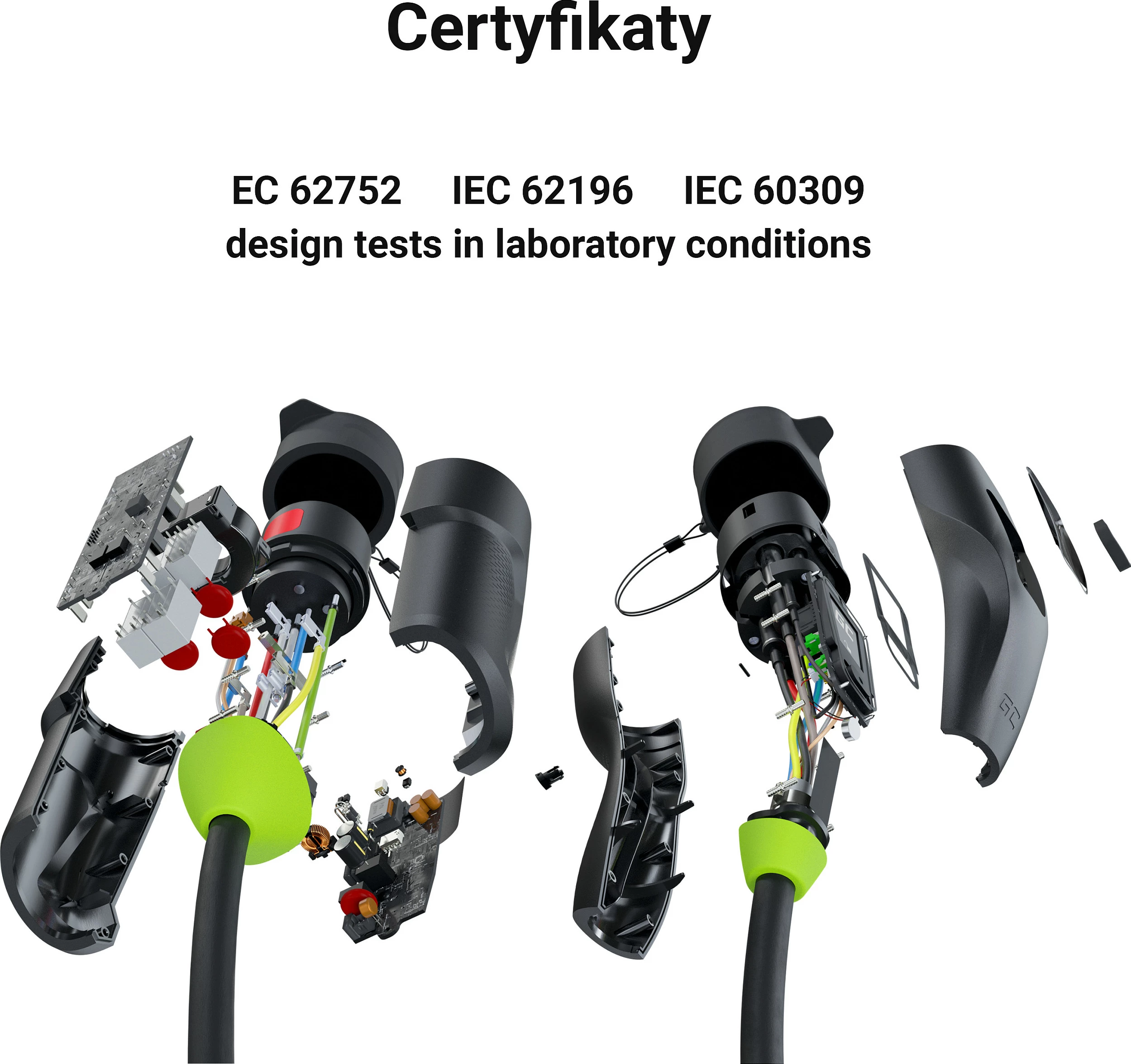 Stacion karikimi EV Green Cell Habu, 7 m, 2-në-1, 11 kW, i zi