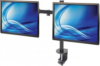 Mbajtëse tavoline për 2 monitorë MANHATTAN, 13-32", VESA 75x75/100x100, deri 16 kg, e zezë