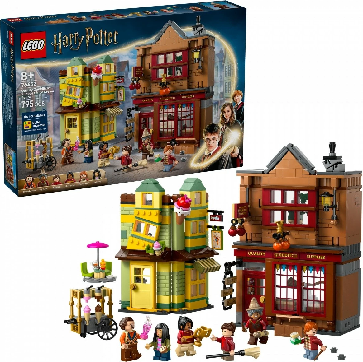 Set ndërtimi LEGO Harry Potter 76452, Dyqan Quidditch dhe Dyqan Akulloresh, 795 pjesë