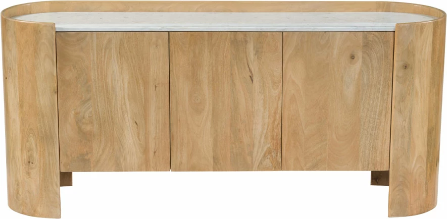 Komodë anësore me 3 dyer, ngjyrë natyrale-bardhë, 165x45x75cm