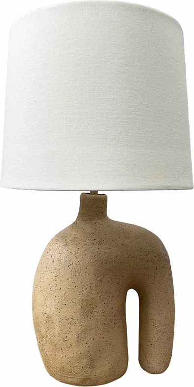 Llambë tavoline SHADE ON C, bazë terrakote, abazhuri prej pëlhure të bardhë, 22x22x40.5cm