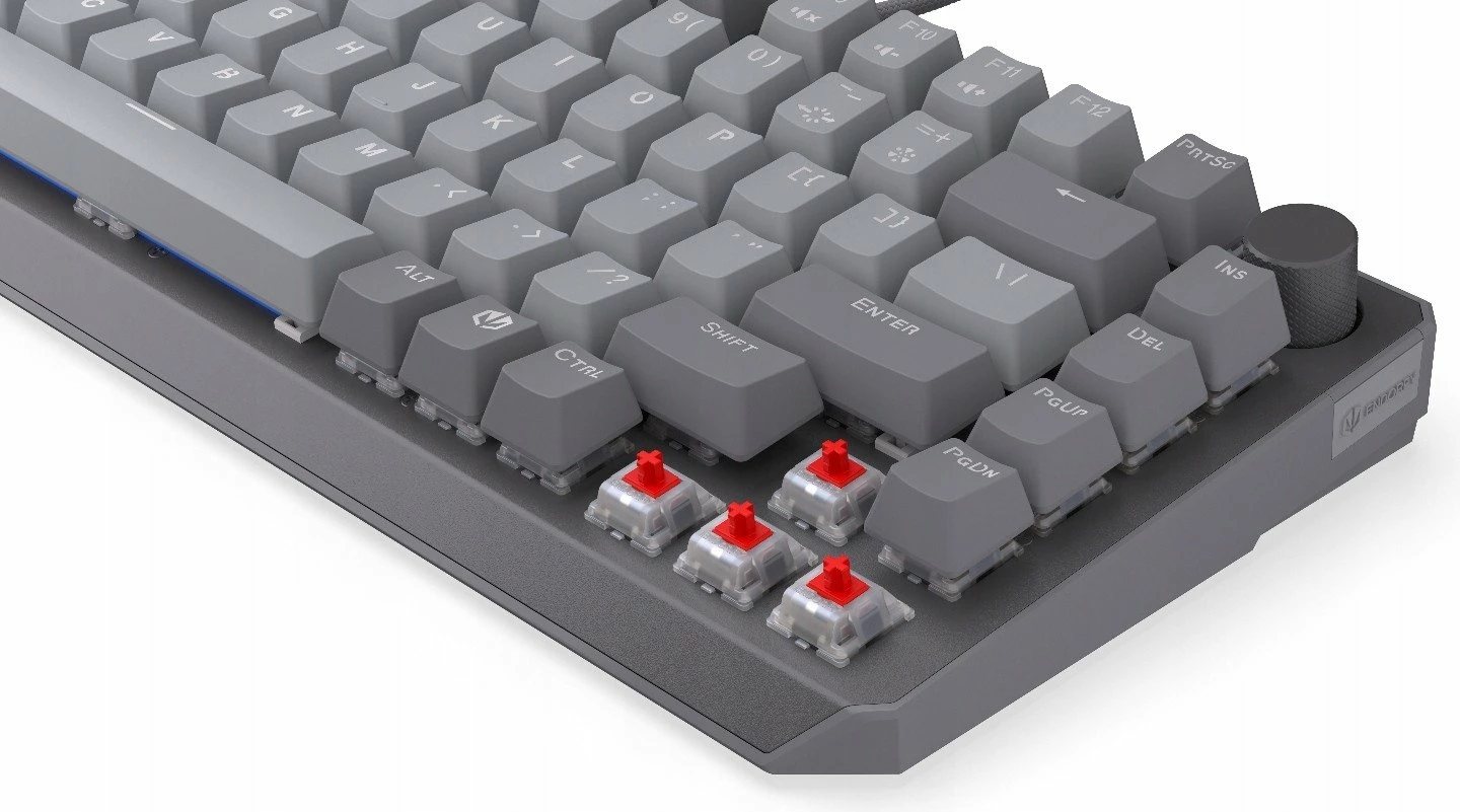Klawiaturë mekanike Endorfy Thock V2 75% EY5A127, ENDORFY Red switch, hot-swap, ARGB, US ANSI, gri, set me kabllo USB-C dhe 2 switch rezervë