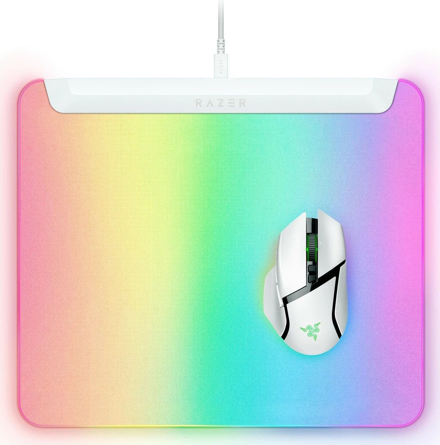 Mauspad Razer Firefly V2 Pro, plastik, RGB, e bardhë