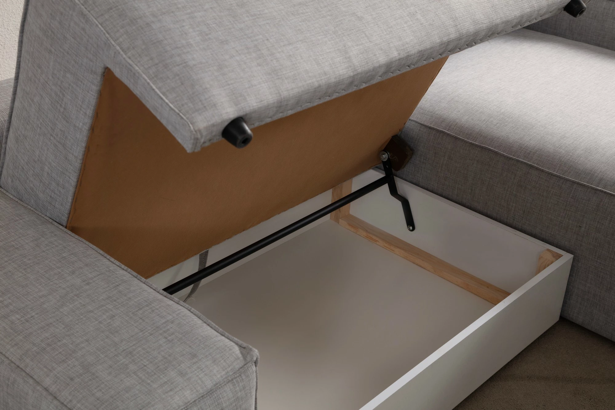 Kënd-sofë krevate Atelier del Sofa, Pırlo kënd i djathtë, gri e çelët
