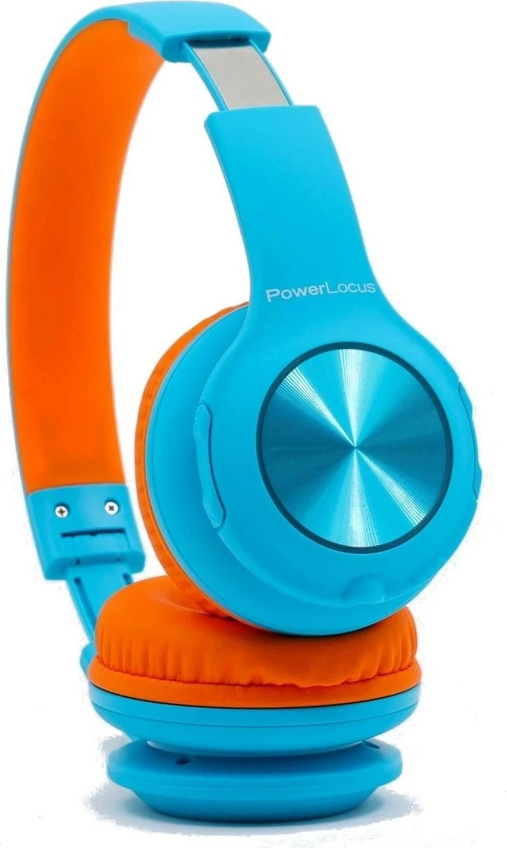 Kufje PowerLocus PLED Kids, Bluetooth, LED, on-ear, kaltër/portokalli