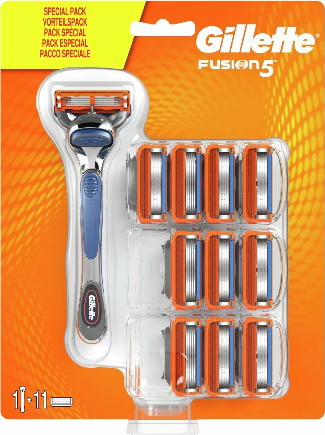 Makinë rroje Gillette Fusion5, 1 dorezë + 11 tehe, blu/gri