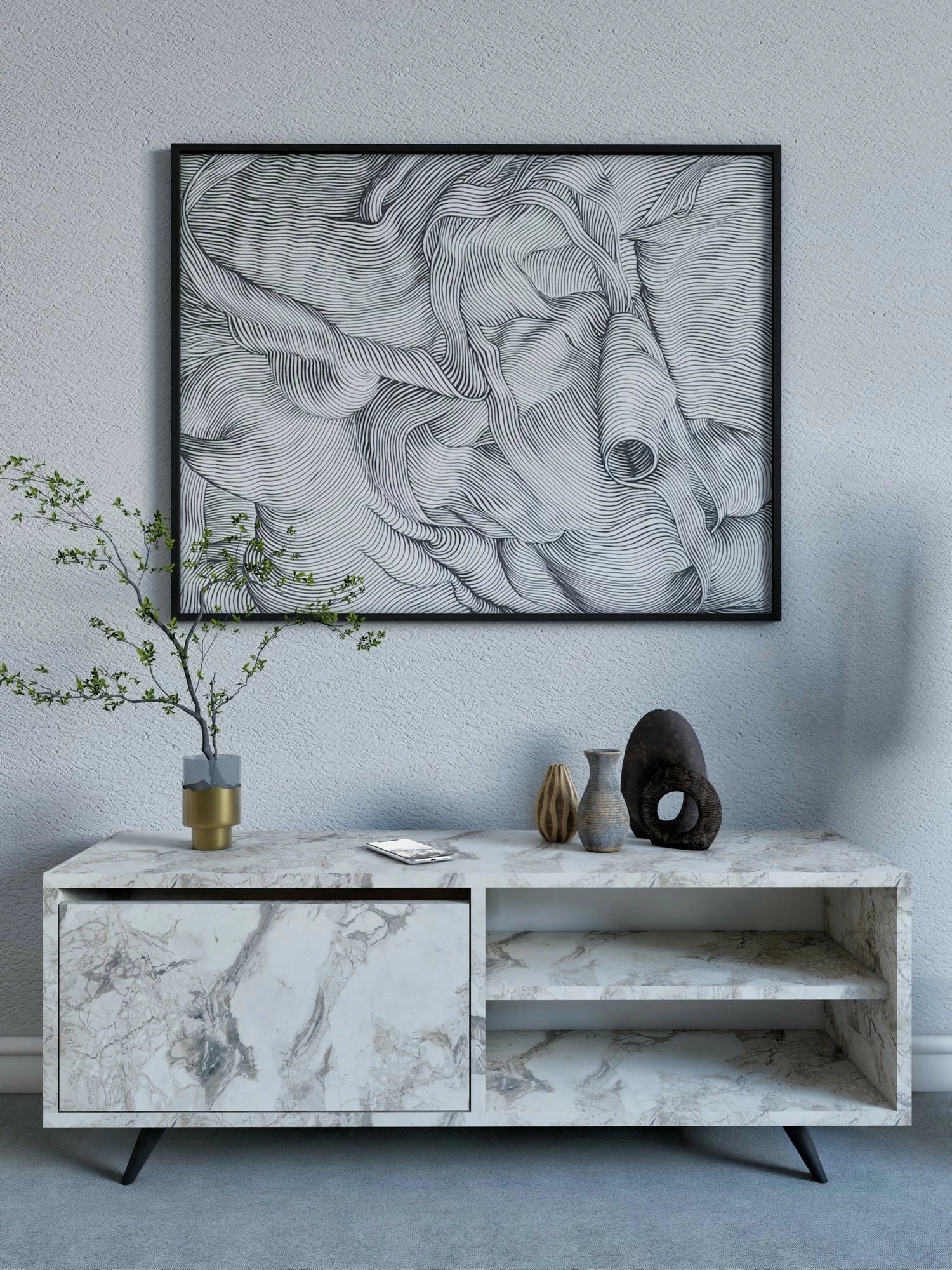 Komodë TV Hanah Home, ngjyrë mermeri Ephesus