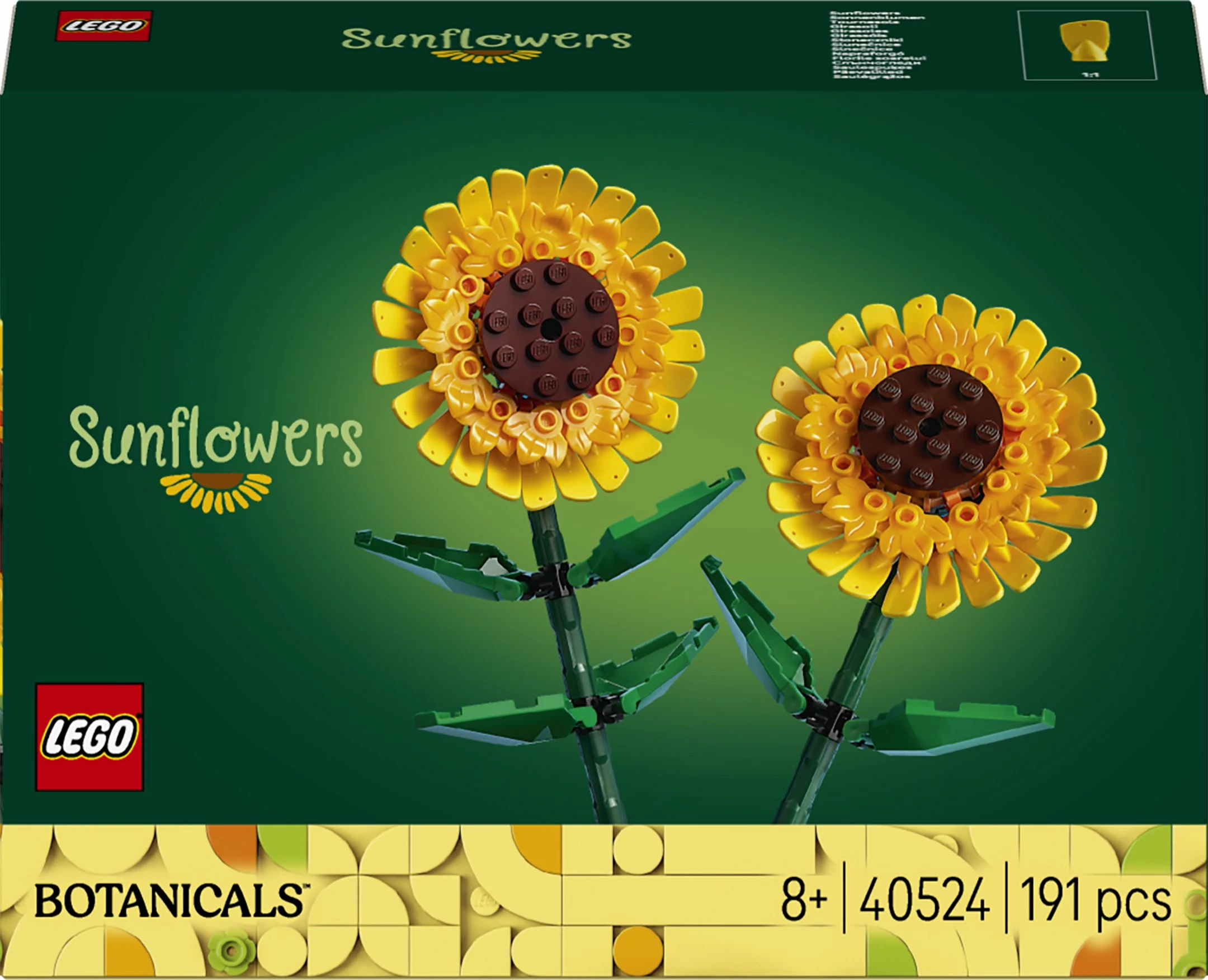 Set ndërtimi LEGO Sunflowers 40524, 191 pjesë, 2 luledielli, 25 cm