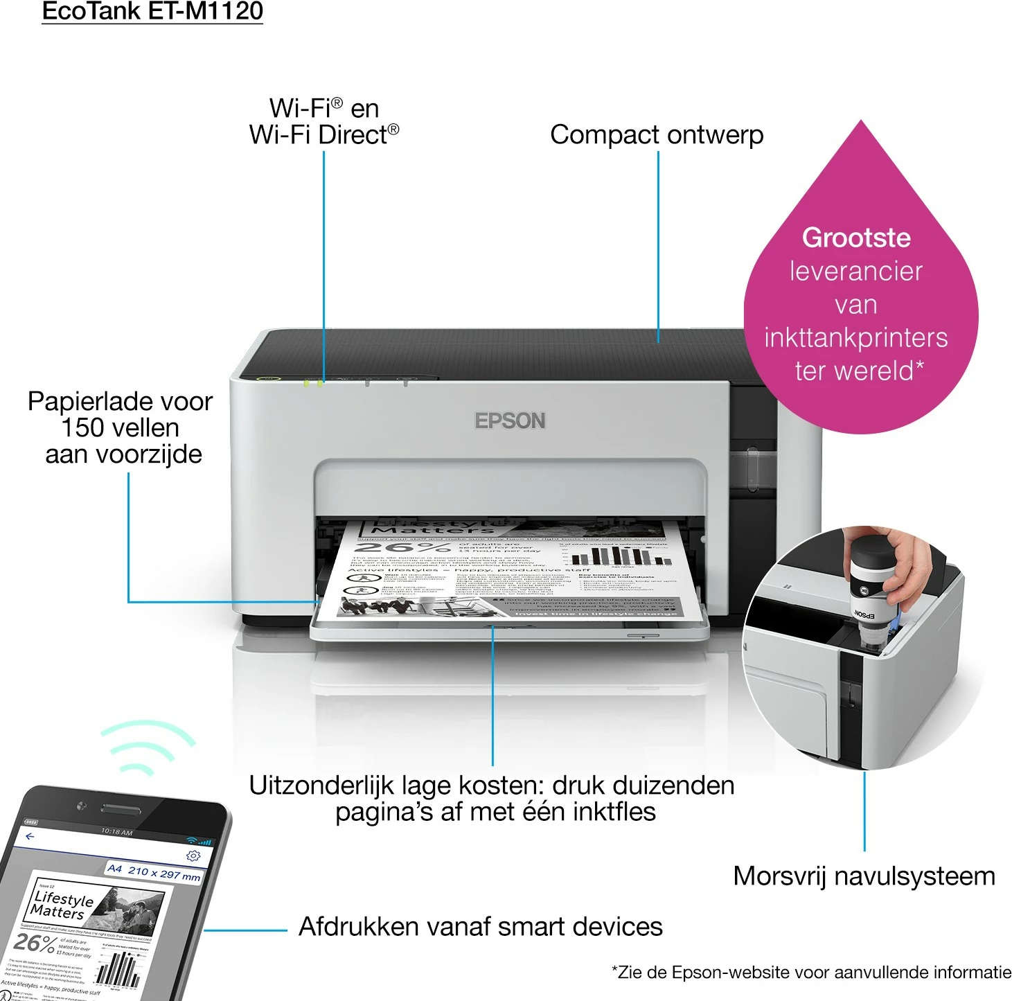 Printer Epson EcoTank ET-M1120 A4, monokrom