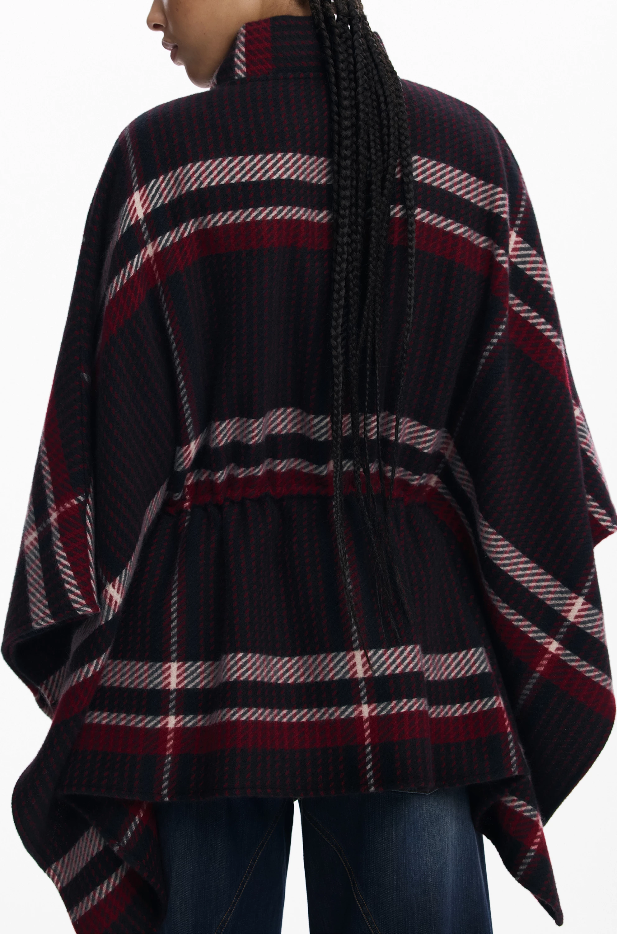 Poncho DESIGUAL ALDAMA CHECKS femra, e zezë