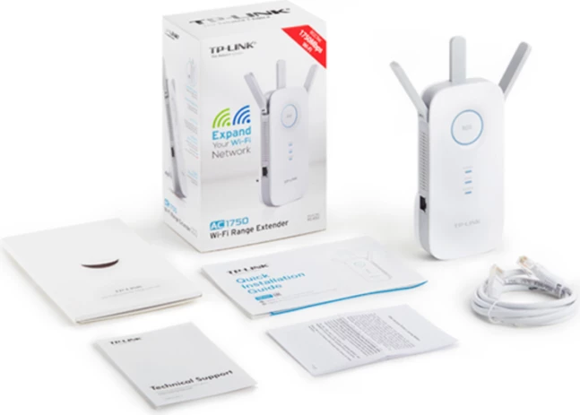 Zgjerues WiFi TP-LINK RE450 AC1750 Dual-Band, 1x Gigabit Ethernet, 3 antena, i bardhë