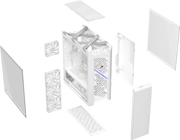 Kasë ASUS ROG STRIX HELIOS II GX601S, Midi Tower, RGB, xham i kalitur, e bardhë
