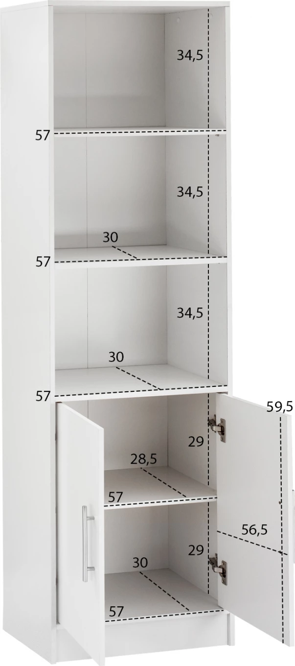 Raft librash nga melamina, ngjyrë e bardhë, FH2027.05, 60x30x180 cm