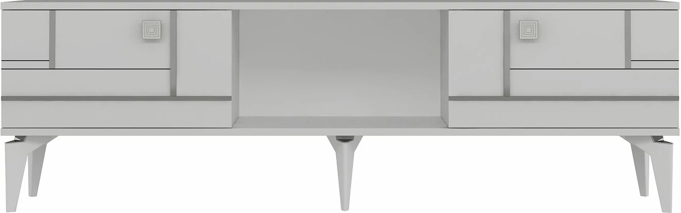 Komodë për TV Skye Decor, e bardhë, argjend