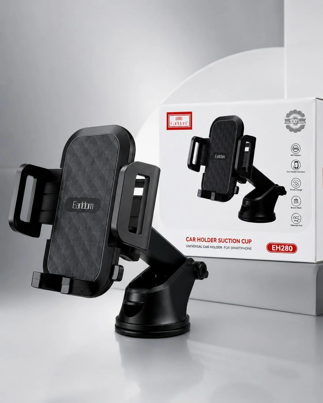Mbajtëse Telefoni Earldom EH280 për Makinë me Suction Cup dhe 360°