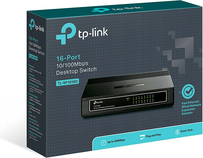 Switch TP-Link TL-SF1016D, 16-Port Fast Ethernet 10/100, Rackmount, i zi