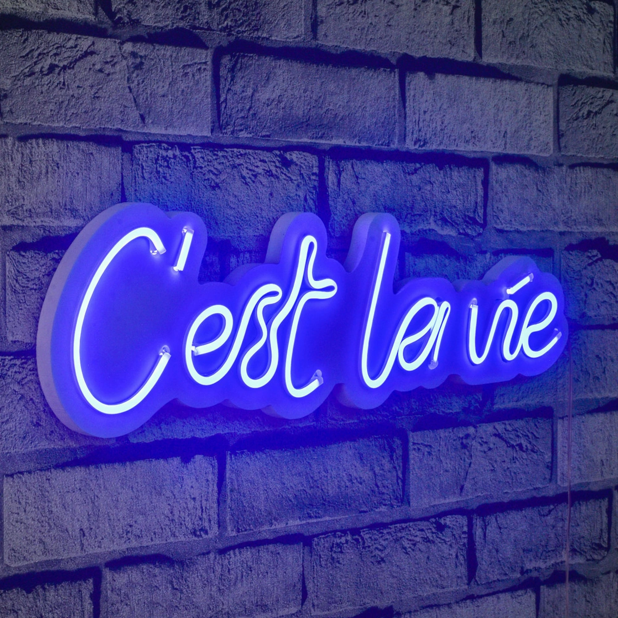 Dritë dekorative murale LED, plastikë, 'C'est La Vie', ngjyrë e kaltër