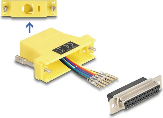 Adapter DeLOCK D-Sub 25 (femër) në RJ12 (femër), kit montimi, i verdhë