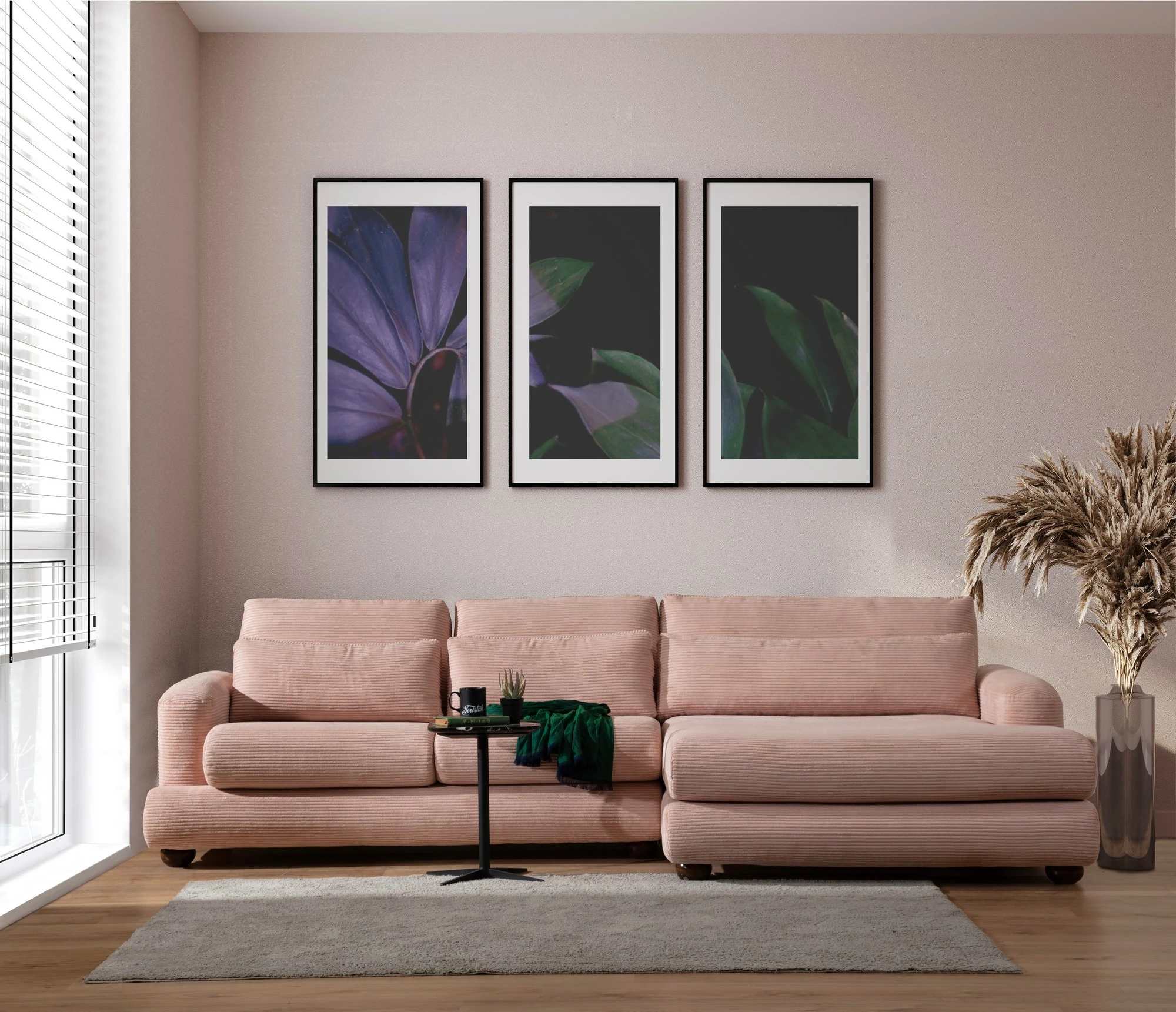 Këndare Atelier del Sofa, këndore e djathtë, ngjyrë rozë, River Corner (L2-Chl)