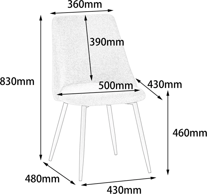Karrige Giselle, stof bouclé, ngjyrë e zezë, 51x52x82cm