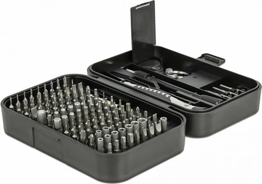 Set kaçavidash precize DeLOCK 64167, 120 copa bitash, me kasë, i zi